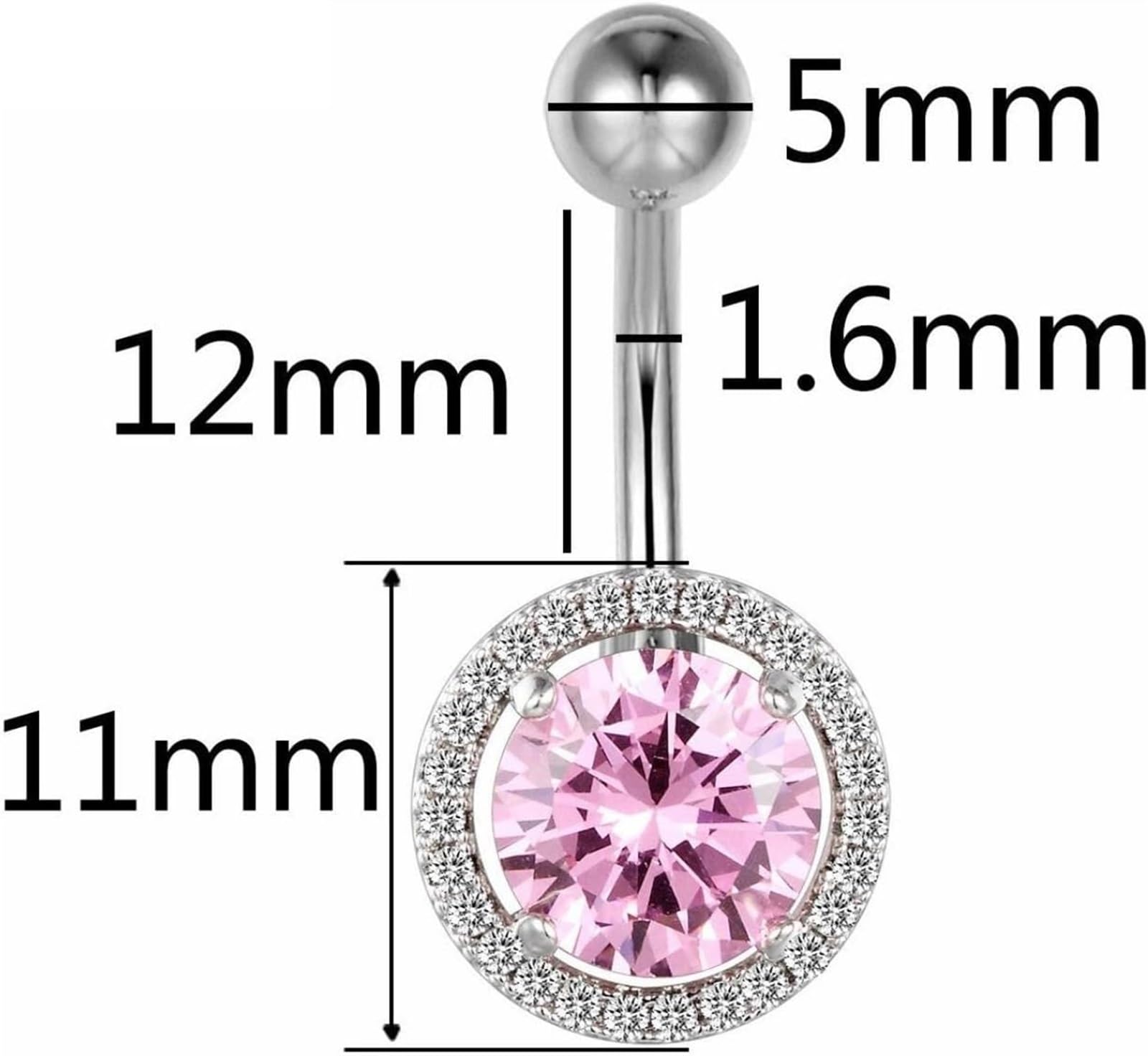 KanDuo Anillos for Ombligo, Piercing for el Cuerpo, Anillos for Ombligo, 2 Piezas/Juego, Anillos Colgantes for Ombligo, 0.56 oz, Barra de perforación, Cristal, joyería for el Cuerpo, Barra for Mujer