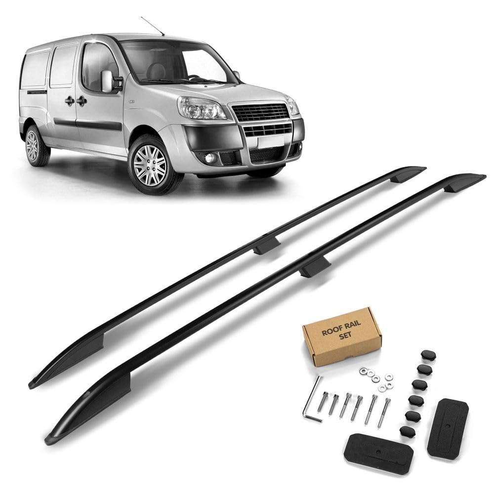 CHROMEMASTER | Relingi Dachowe Kompatybilne z Fiat Doblo L2 Maxi LONG 2005-2010; Zamontuj na Relingach Bagażnik Dachowy, Kosz Dachowy, Boks Dachowy lub Uchwyt Rowerowy | Konstrukcja z Aluminium