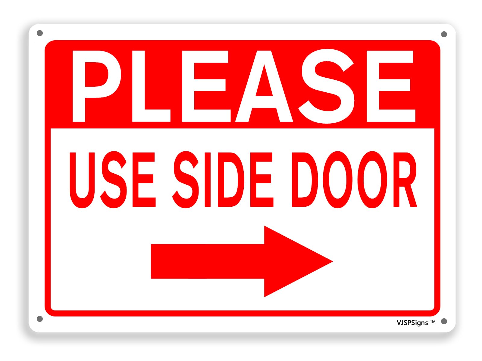 peiyeety Please Use Side Door Sign,Outdoor Door Signs,Home Office Door Sign, Please Use Side Door 8"X12" Right Arrow Metal Aluminum Sign