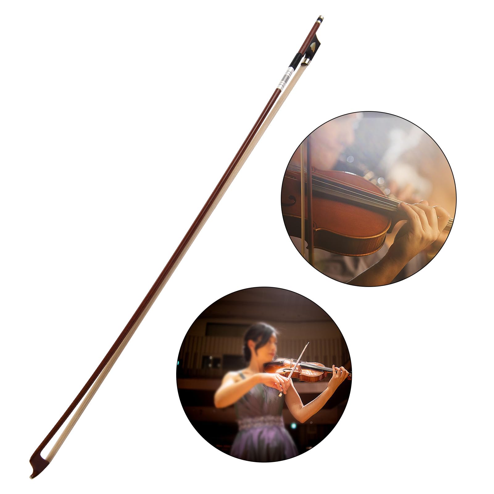 Arcos de violín de tamaño Completo 4/4, Palo de Arco de violín de Madera, núcleo de Fibra de Carbono, Piel híbrida de, Accesorios de Instrumentos de Cuerda Ligeros