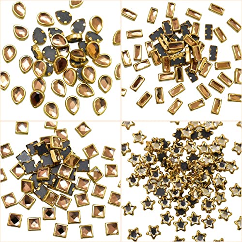 Image of Embroiderymaterial Flat Back Glue On Kundan Stone /Rhinestones Beads for Craft, Jewellery Making, Embroidery, Embellishment, Toran Making (10 Styles-Gold and Silver Color, 500 Pieces)