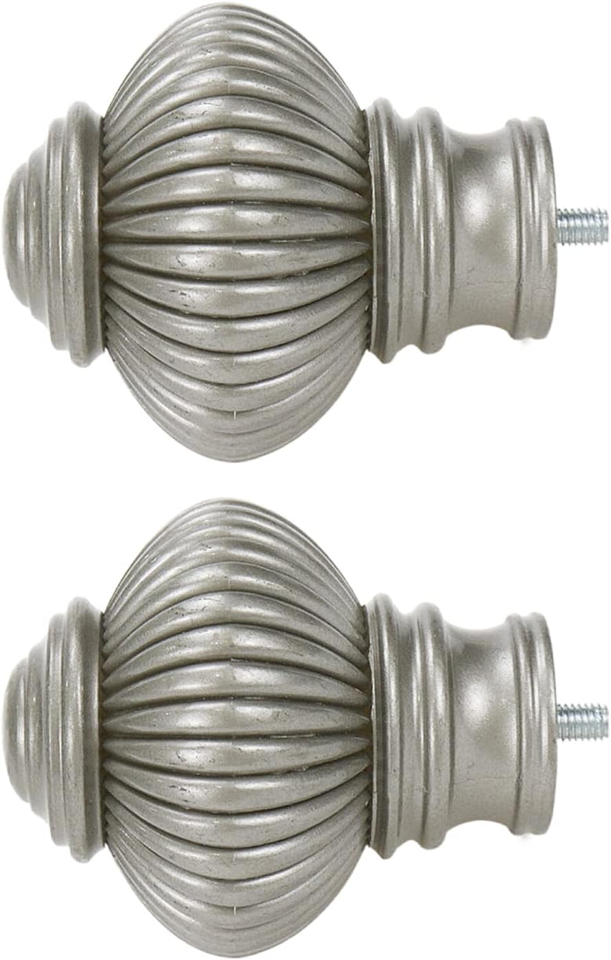 KUMGROT 2pcs Finial Curtain Rod Ends Decorative Curtain Rod Finials Set Screws