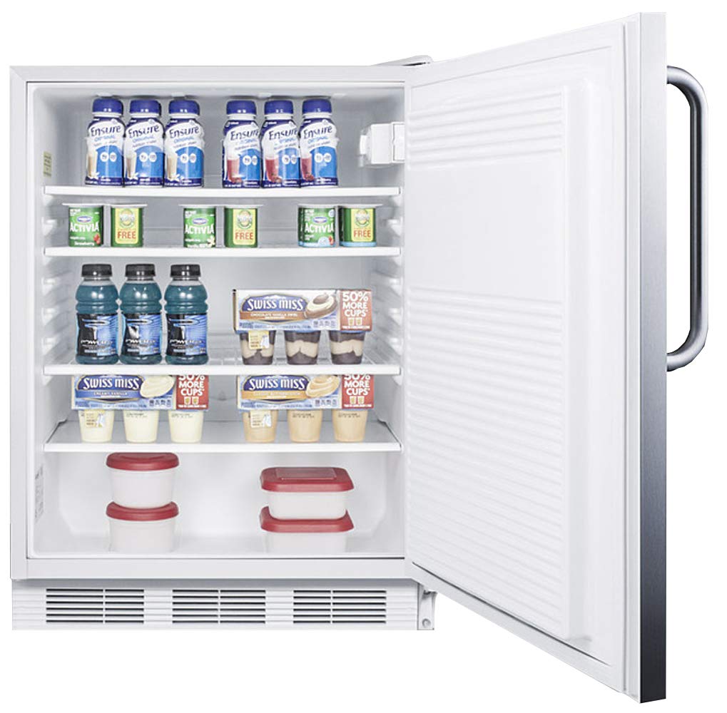 Summit Appliance FF7LWCSSADA Accucold Built-In Undercounter All-Refrigerator, 24" Wide, ADA Compliant, 5.5 cu.ft. Storage Capacity, Factory Installed Lock, Automatic Defrost, Towel Bar Handle - View 4 | Fridge.com