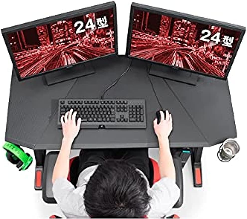 【美品】ゲーミングデスク120cm 背面収納＆ドリンクホルダー＆ヘッドホンフック付き Amazon | 背面収納付き ゲーミングデスク 幅120cm ヘッドホンフック