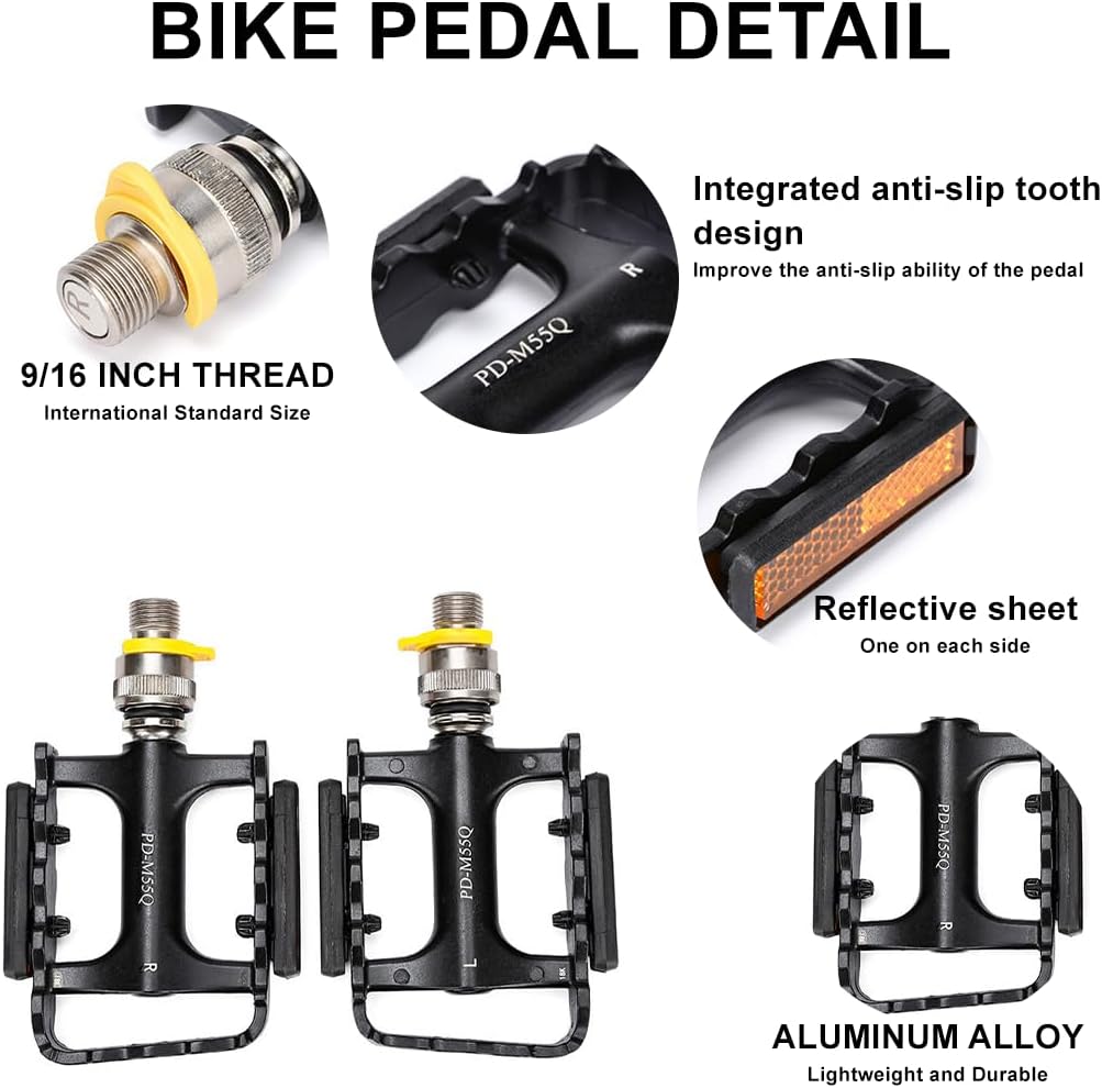 Quick-Release Folding Bike Pedals, Aluminum Alloy Bearing Pedals for Mountain & Folding Bikes, Anti-Slip Design, Durable & Lightweight