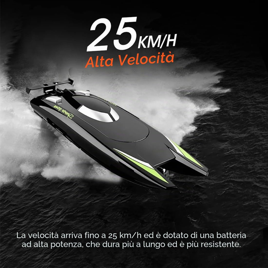 Barca RC ad alta velocità per adulti, motoscafo da corsa doppio 2.4G 30KM/H RC con design impermeabile