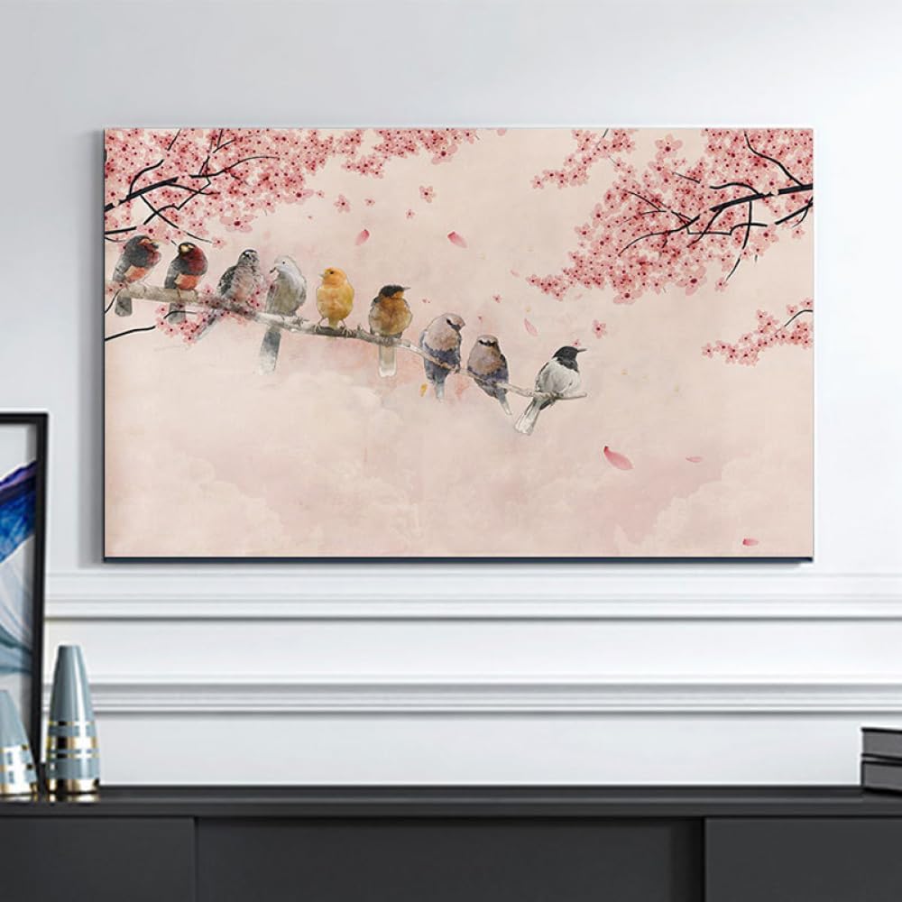 Osłona telewizora, 32-65 cali do telewizorów z płaskim ekranem Sztuka dekoracji salonu w pomieszczeniach(Flower8,49-52inch)