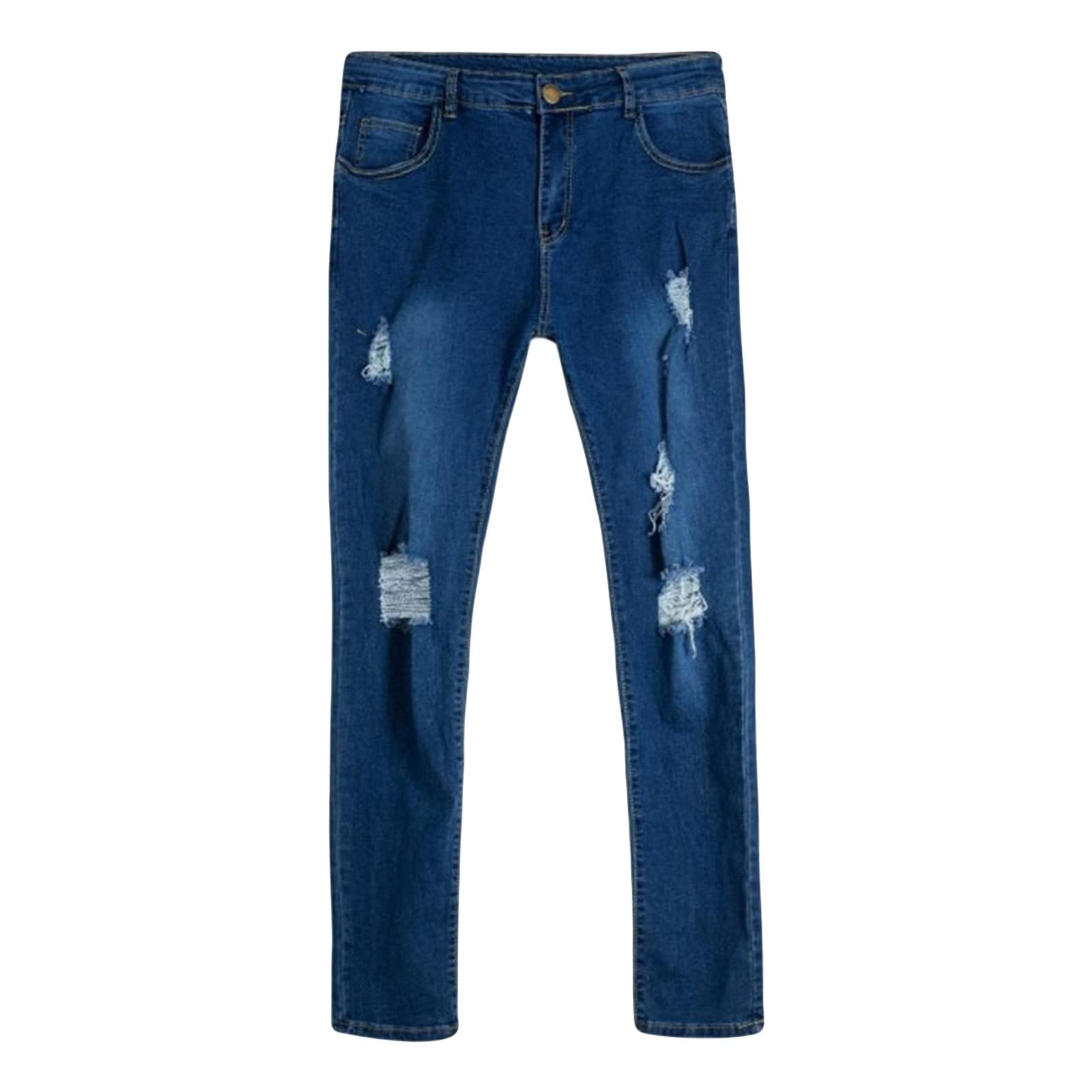 Maiyifu-GJ Mens Straight Slim Fit Ripped Jeans Skinny Distressed Destroyed Denim Pants Holes Lightweight Tapered Leg Jean