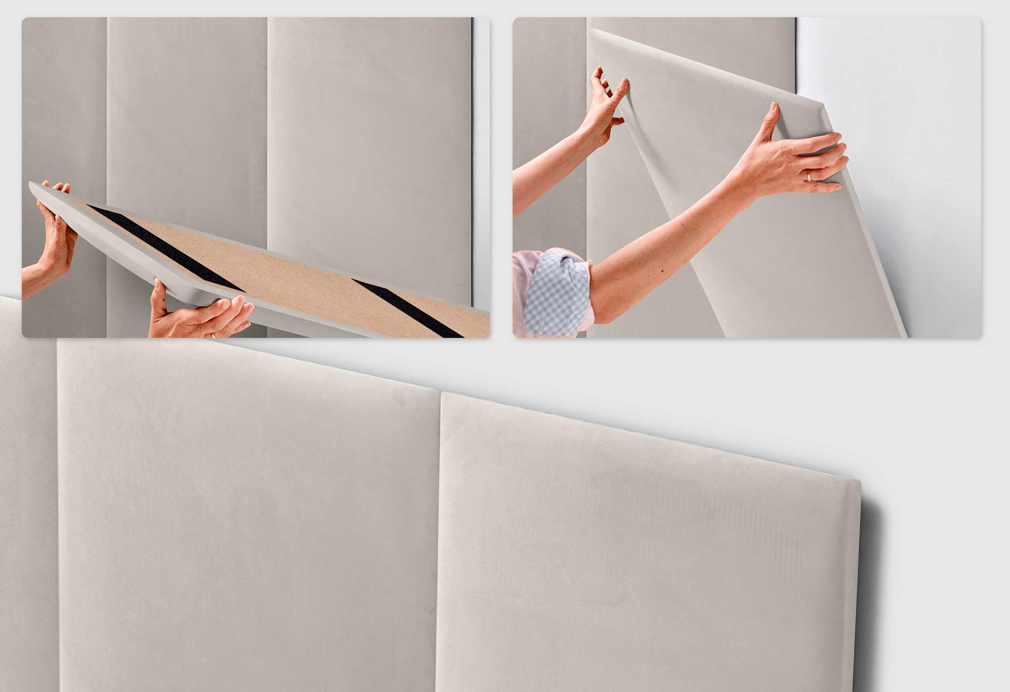 DHOME Cabecero Tapizado Terciopelo Liso Antimanchas Diseño Modular Vertical Autoadhesivo Cabezal Cama Dormitorio Acolchado (Beige, 80cm, Altura 80cm, x2)
