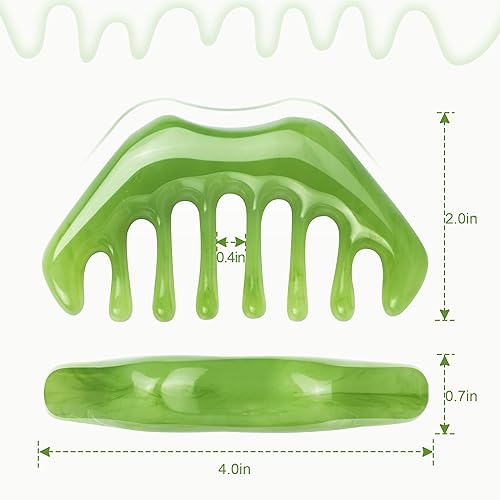 Miniatura 3 de Peine de masaje de mano para terapia del cuero cabelludo y meridiano, raspado de guasha de resina natural y herramienta multifuncional de masajeador
