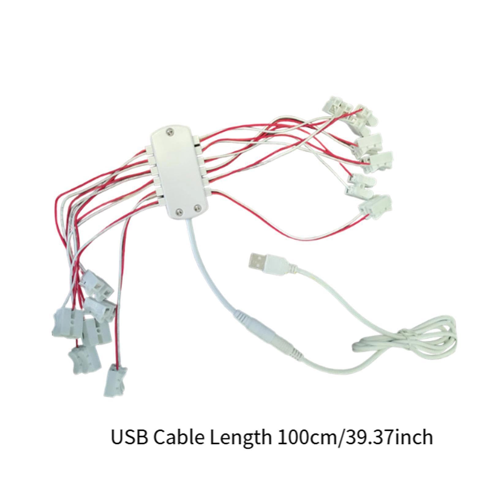 Perfeclan Alimentation USB 5 V, câblage USB, 12 Ports, Sortie d'alimentation Portable pour Trains Miniatures, chemins de Fer Miniatures, lampadaires, réseau