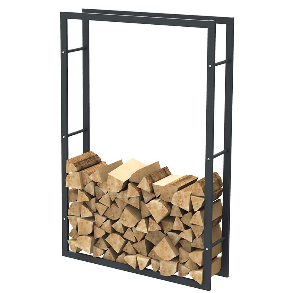 BAKAJI Portalegna Verticale Supporto Scaffale Rettangolare in Metallo Porta Legna da Interno Esterno Legnaia Casa Giardino per Camino Caminetto Stufa Design Moderno (150 x 25 x 100 cm)