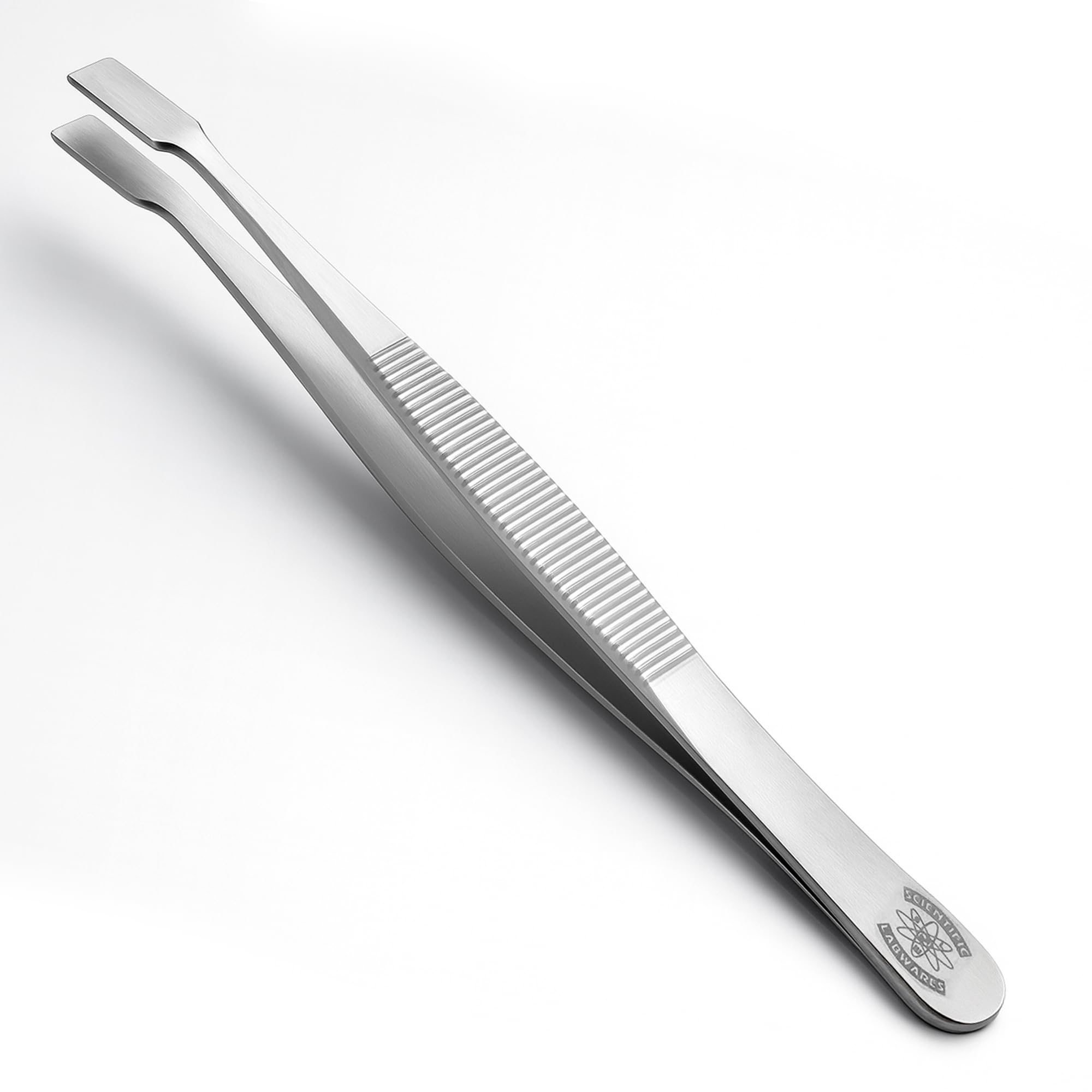 Scientific Labwares Stainless Steel Forceps with Offset Flat-Tips - Perfect for handling of membranes (4.75 in.)