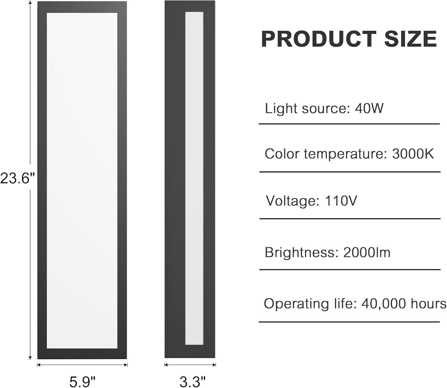 LamQee 23.6 Inch Oversized Modern Outdoor Wall Lights, Brighter 3000K LED Outdoor Sconces Wall Mount Exterior Lighting Fixtures with Rectangular Acrylic Shade for House Porch Patio Garage Front Door