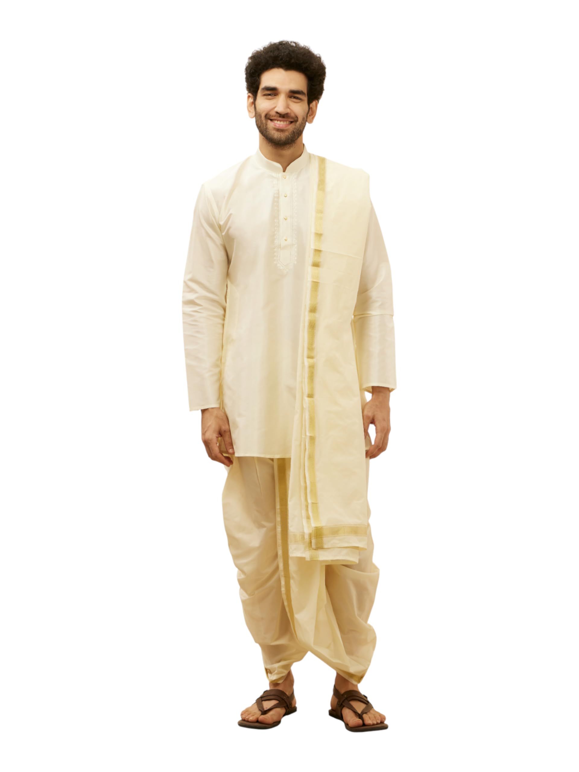 Men's Elegant Solid Plain Kurta and Dhoti Set (2pcs)-image-12