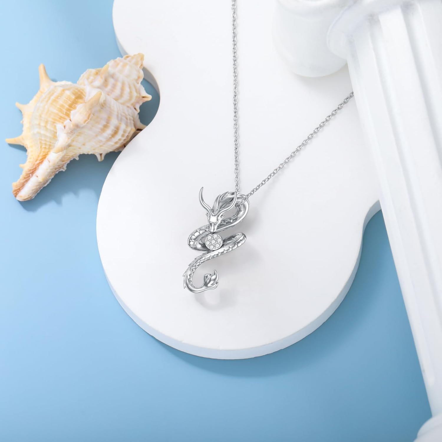 Diamond Dragon Necklace for Women 925 Sterling Silver Dragon Pendant with Lab Grown Diamond Jewelry Gifts - Image 3