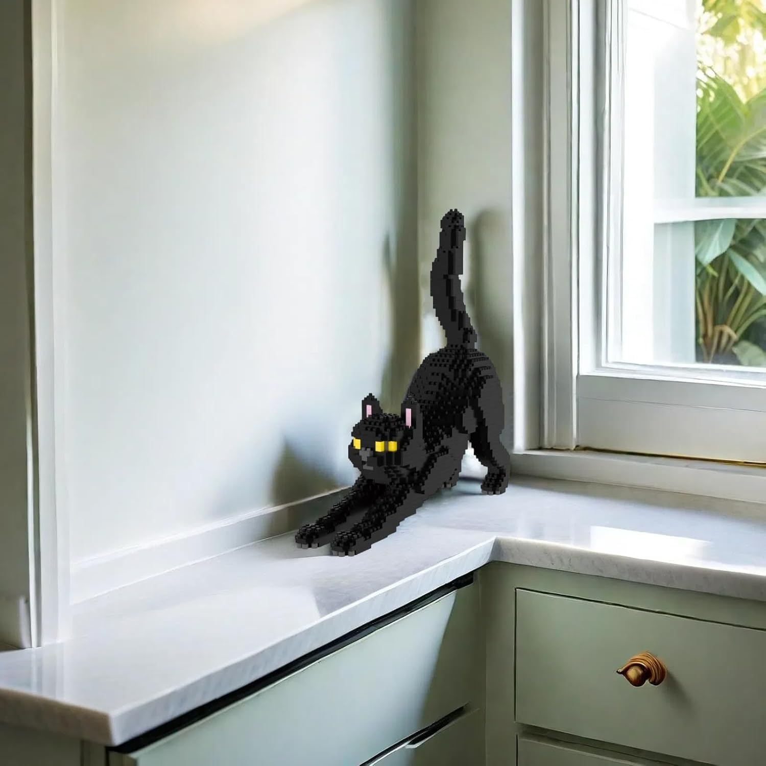 Larcele Cat Micro Building Blocks Animal Set, DIY Mini 3D Building Toy Bricks Kit,999 Pieces KLJM-05 (Black Cat)