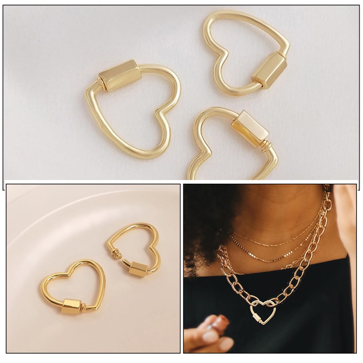 Operitacx 25pezzi Chiusure Per Collane e Bracciali Forma Di Cuore Connettori Fai Da Te Con Chiusura Sicura Accessori Per Creazioni Di Gioielli