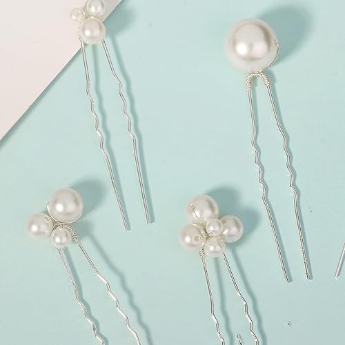 Miniatura 5 de Yandino Juego de 18 horquillas para el cabello de novia, boda, accesorios para el cabello, joyería para damas de honor, pieza de pelo plateado para