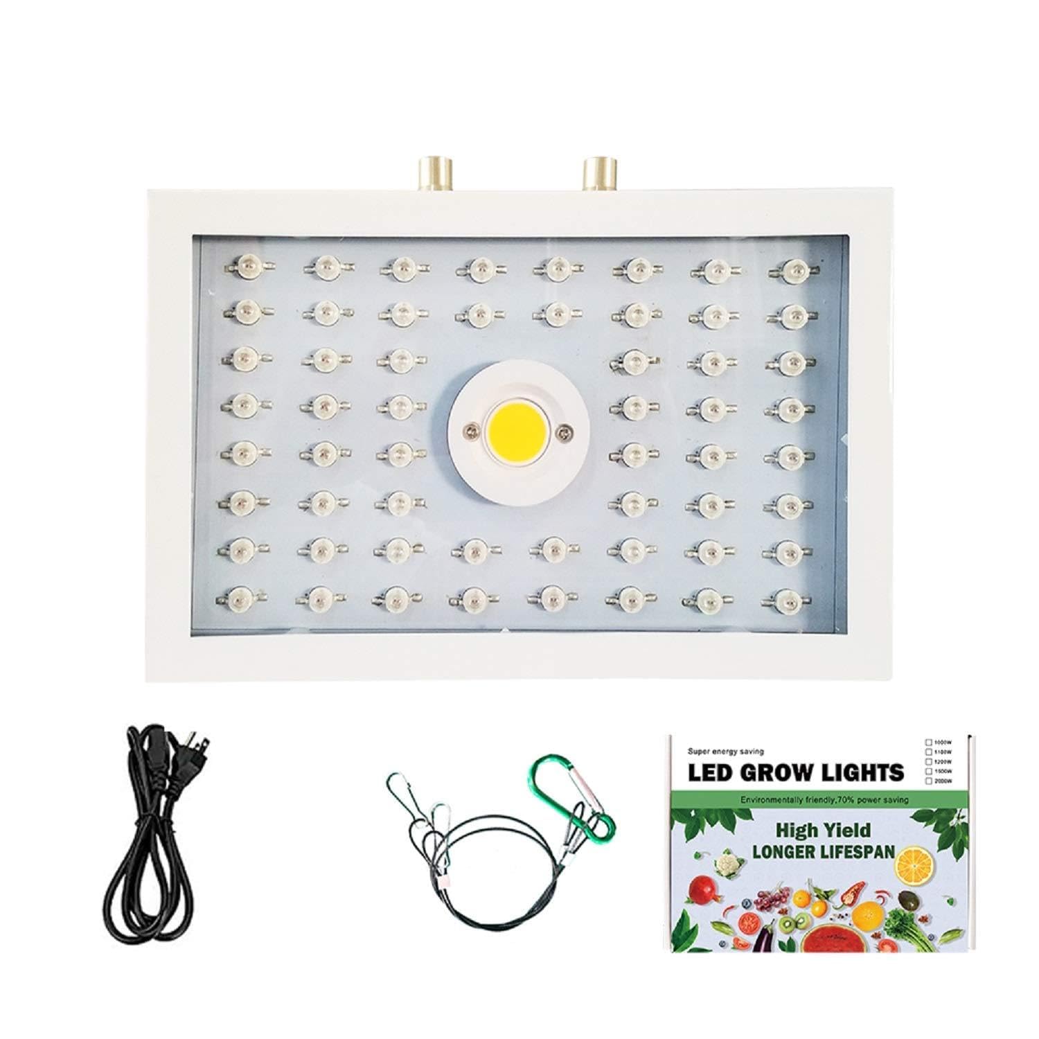 BaronHong Rectangle 1200W LED Grow Light Full Spectrum, Plant LED Lamp Grow Strip with UV and IR, Grow lamp for Indoor Hydroponics Plants Veg Flowers (white, M)