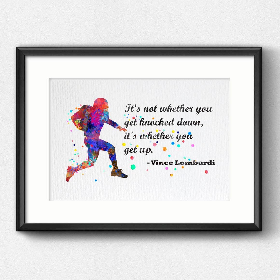 Dignovel Studios 11X14 Unframed Football Training It's not Whether You Get Knocked Down Quotes Watercolor Art Print Poster Inspirational Wall Housewarming Office Home Decor DN556