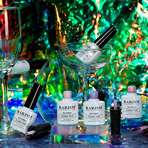 Rarjsm Pearl Gel Nail Polish Shell Glitter Pearlescent Shell Gel Polish Set 6 Colors Pink White Green Purple Shimmer Mermaid Swirl Thread Effect Gel Soak Off Led Uv Curing Requires Diy Manicure Use #TOP1