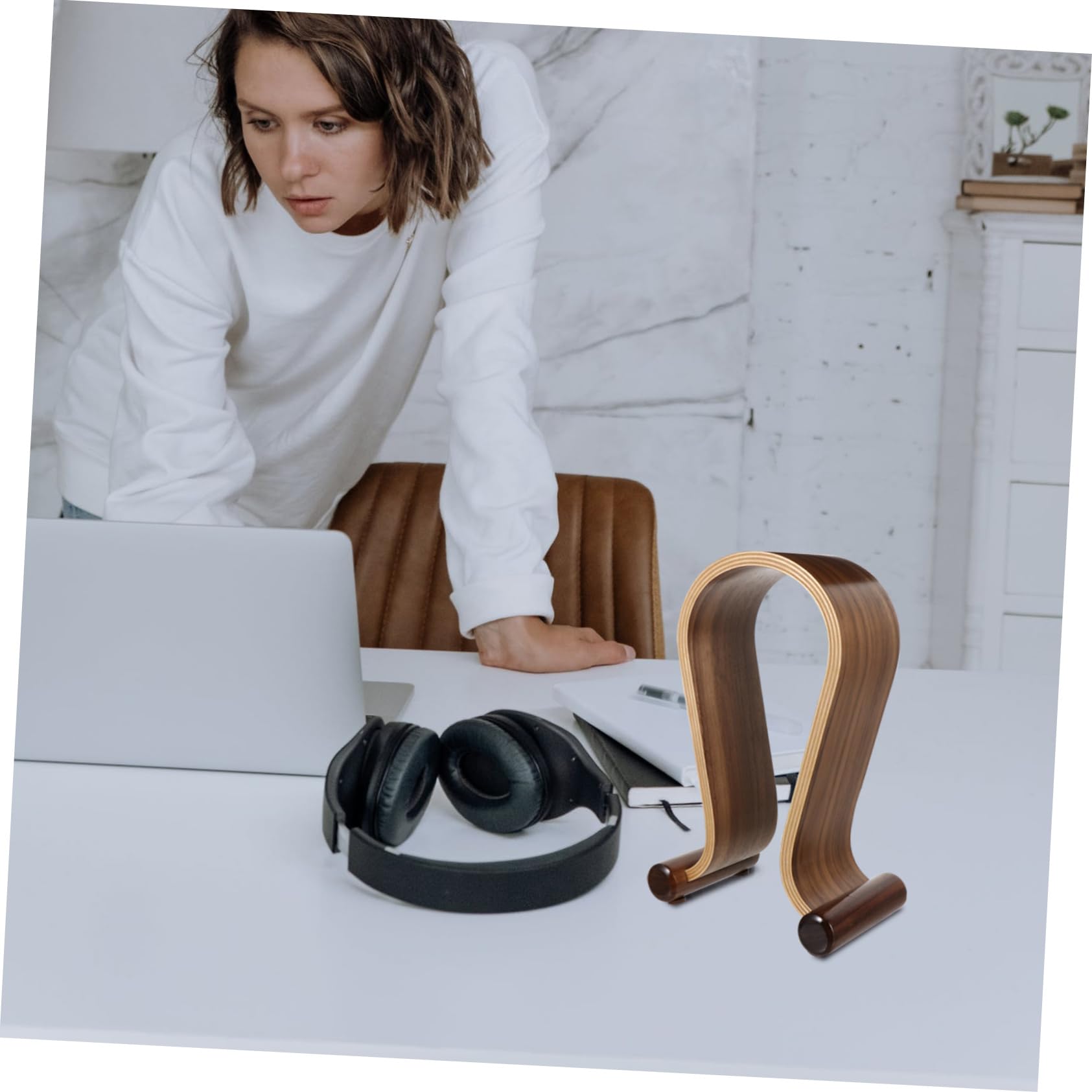 BESTonZON Soporte De Madera Colgador Auriculares Soporte De Escritorio Fácil De Usar