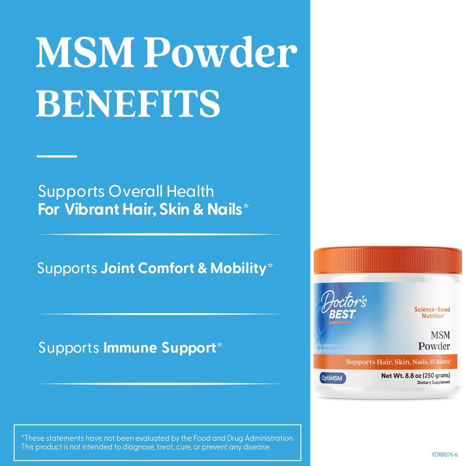 Doctor's Best, MSM Powder with OptiMSM, 8.8 oz 250 g