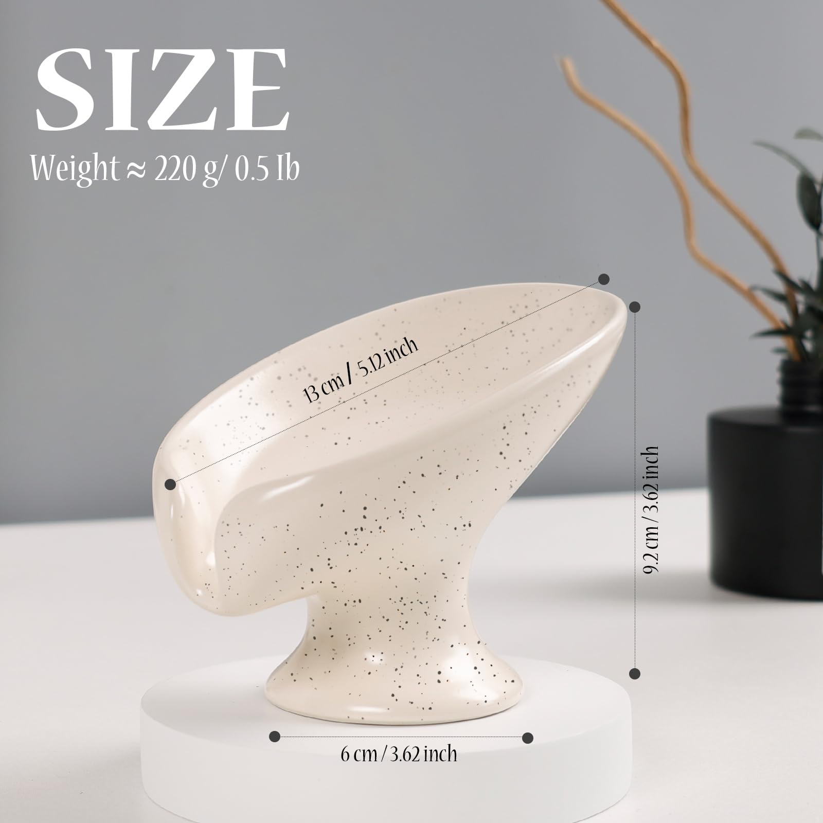 Umlaca Soap Dish Ceramic, Self Draining Soap Holde, Leaf Shape Soap Dish, Soap Tray Vintage, Suitable for Kitchen Bathroom - Image 2