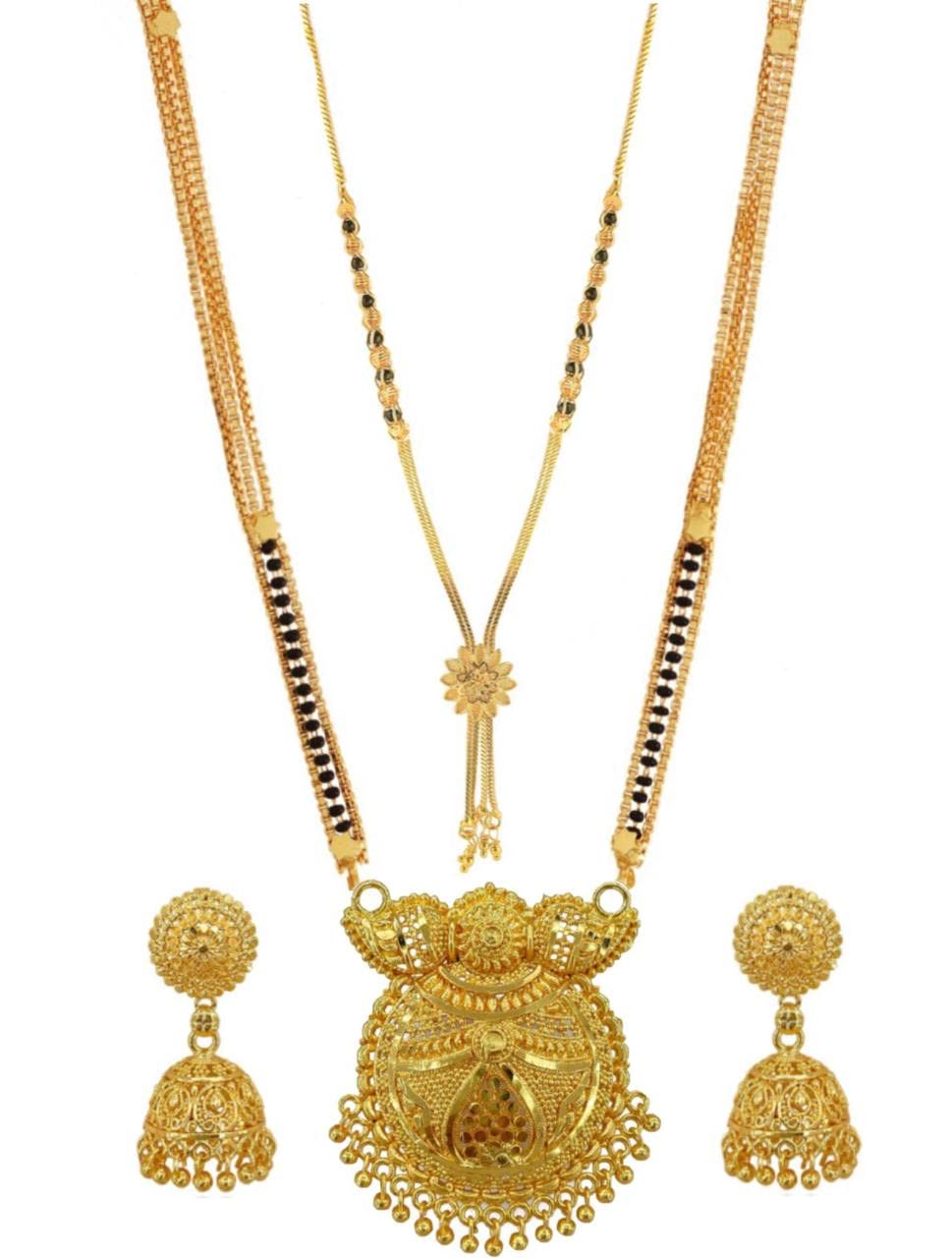 DIRGH ENTERPRISE Latest Stylish Design Gold Plated Traditional Mangalsutra/ Tanmaniya With Necklace for Women (Gold) - DIGE_012
