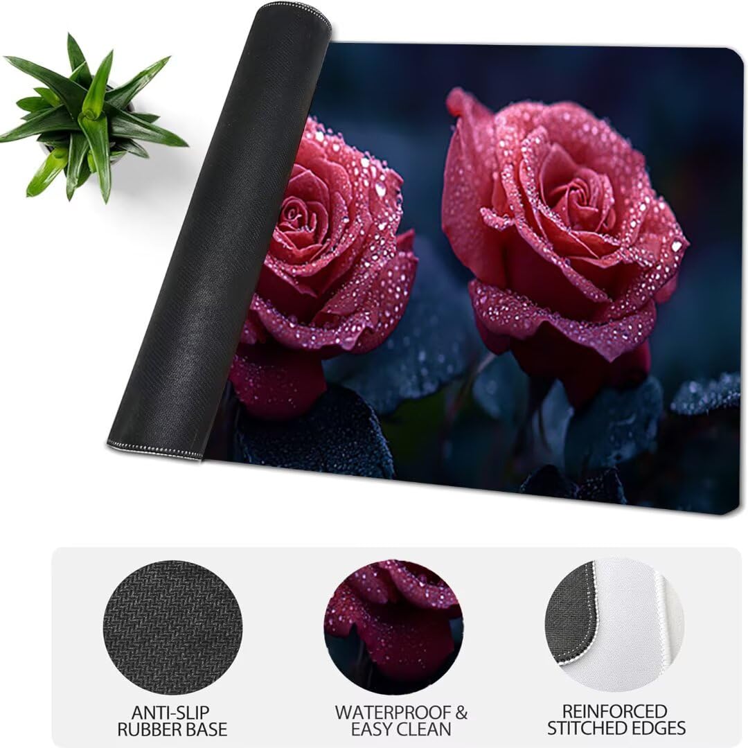 Podkładka pod mysz XXL kwiat roślina podkładka pod mysz XXL - 1400 x 600 x 3 mm - duża podkładka pod mysz do szycia, wodoodporna i antypoślizgowa, do PC, laptopa - poprawia dokładność i szybkość