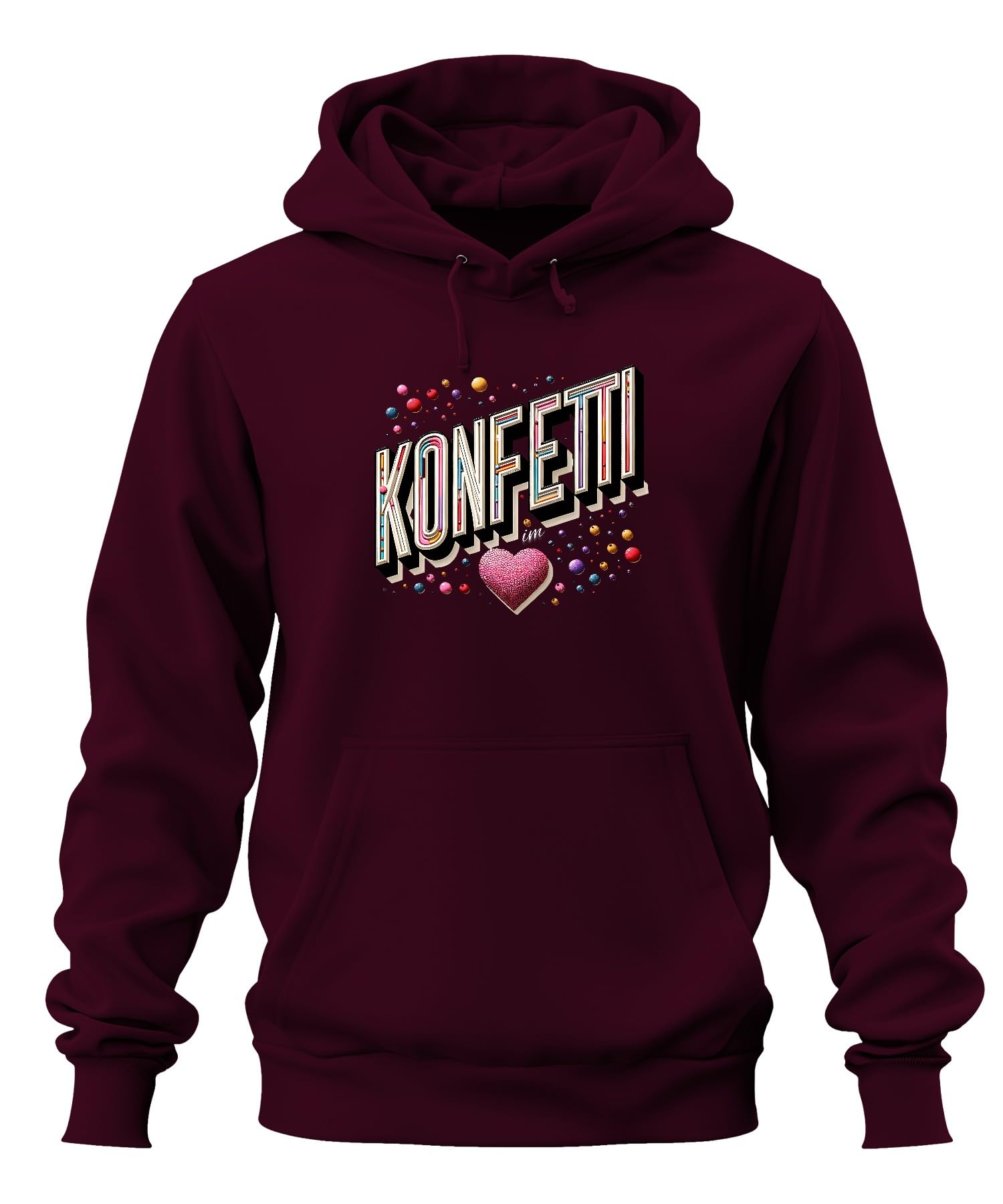Konfetti kolorowe bombki w kształcie serca, impreza, karnawał, karnawał, Kolonia, unisex, bluza z kapturem