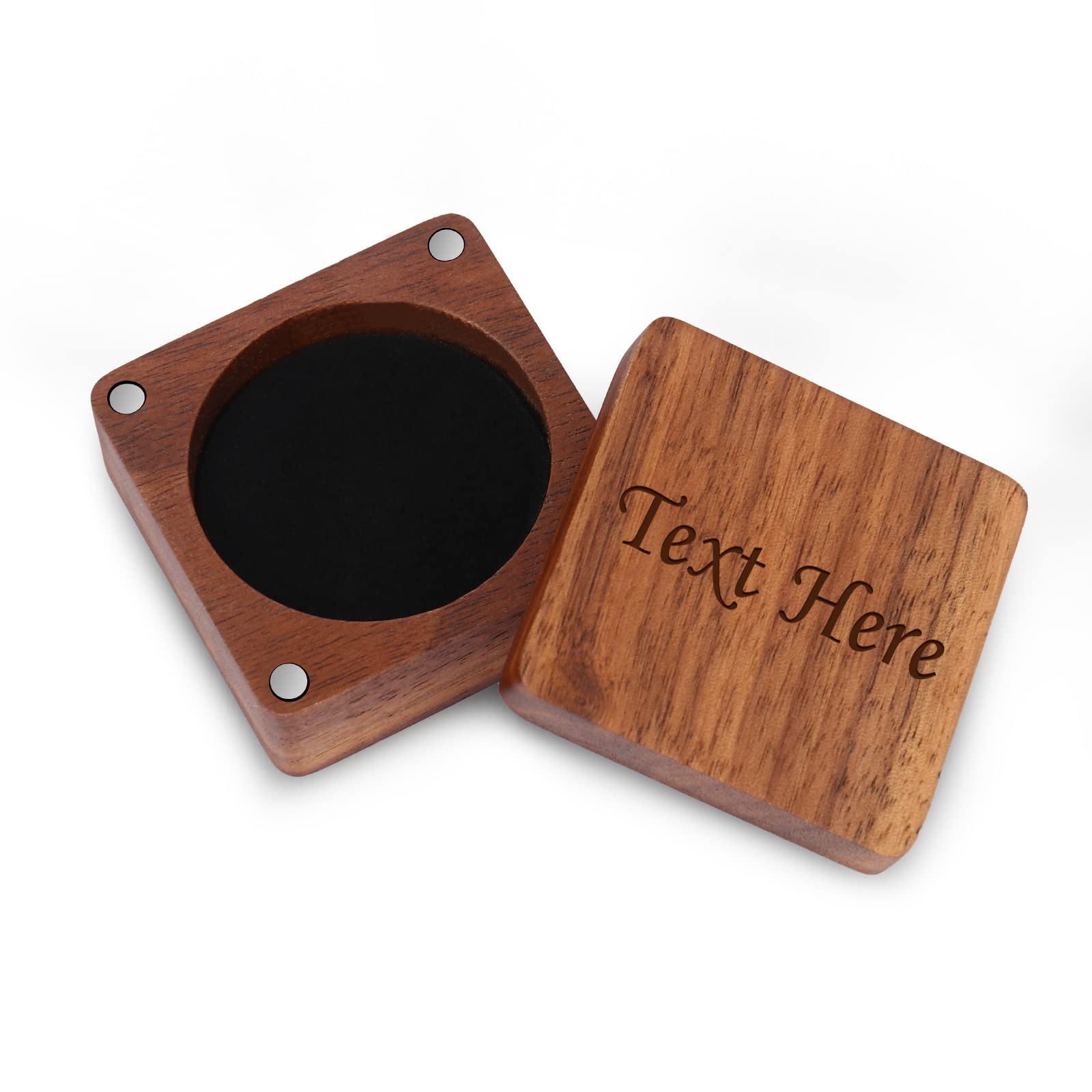 Personalized Engraved Coin Wood Presentation Box Custom Coin Box with Text