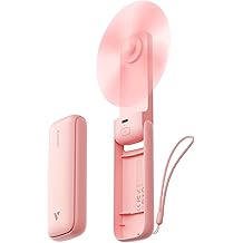 Aecooly 纤薄手持风扇, 迷你薄型便携式风扇, 小型可充电口袋[24H最大冷却时间], 电池供电可折叠个人旅行, 夏季, 礼物给女人, 女孩-粉色