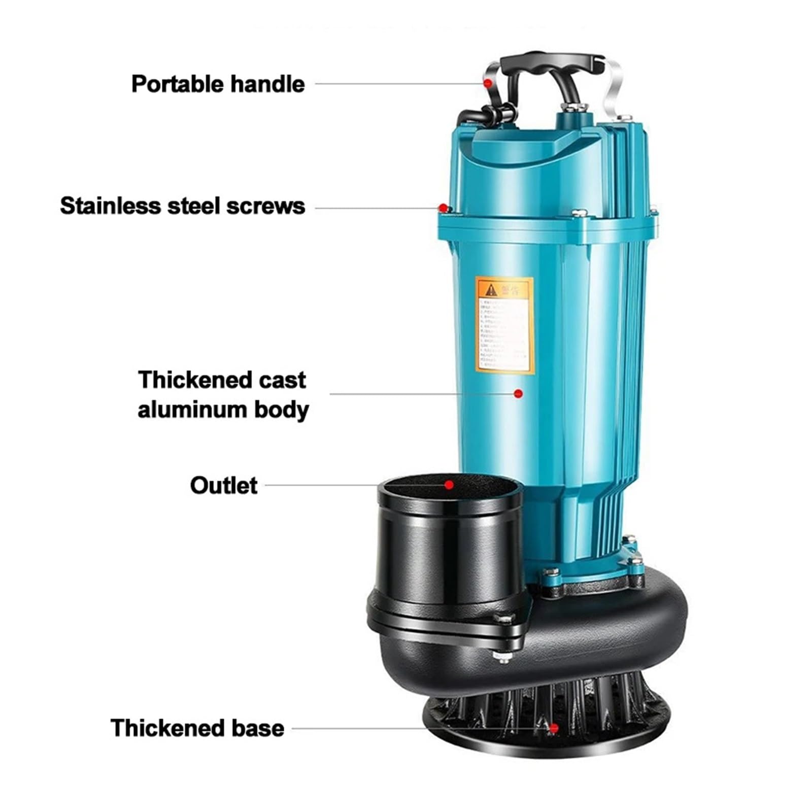 Pompe Submersible 370W-1100W, Pompe À Eau À Haut Débit D'irrigation Agricole, Adaptée Au Pompage D'eau De Jardin, De Ferme Et De Piscine(EU_25SHX1100W)