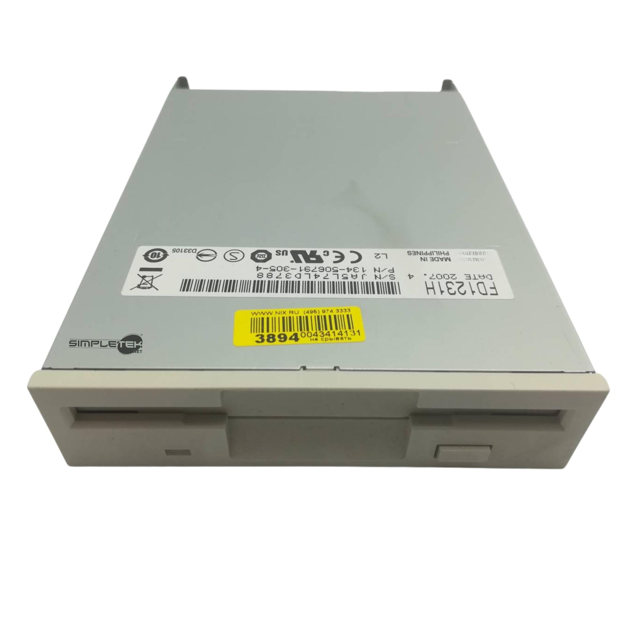 SIMPLETEK - Lettore Floppy Disk 3.5" Interno 3.5” 1.44MB - Bianco | FDD Standard per Computer Desktop | FD1231H (Ricondizionato)