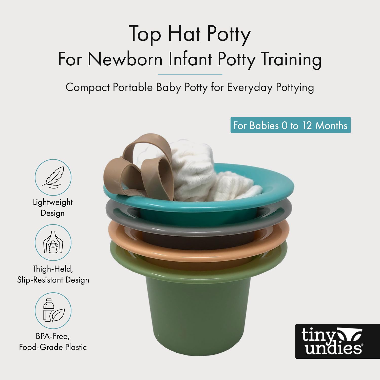 Top Hat - Orinal para entrenamiento de orinal para recién nacidos, comunicación de eliminación, incluye forro polar 100% algodón sin teñir, banda de goma antideslizante, para entrenamiento de orinal