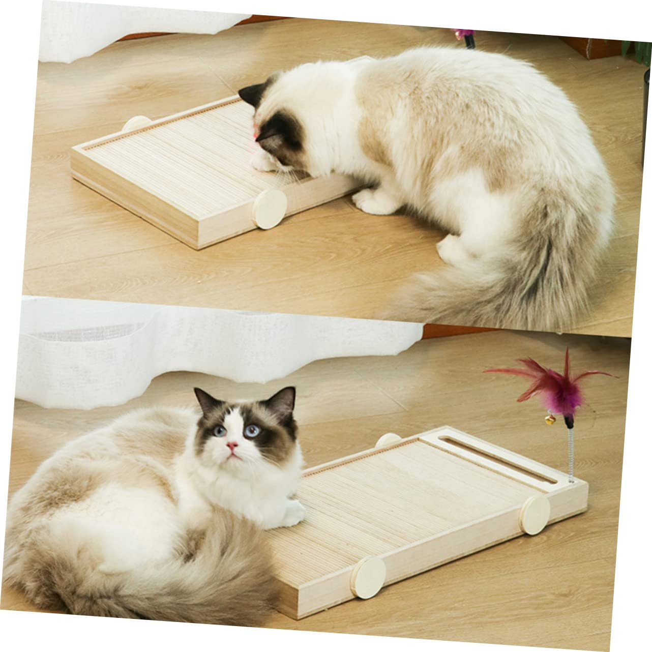 ERINGOGO Tiragraffi per Gatti in Legno, Gioco con Teaser, Board Creativo | Accessori per Animali Domestici, Mantiene Attivo Gatto, Adatto alla Sezione Pet Supply