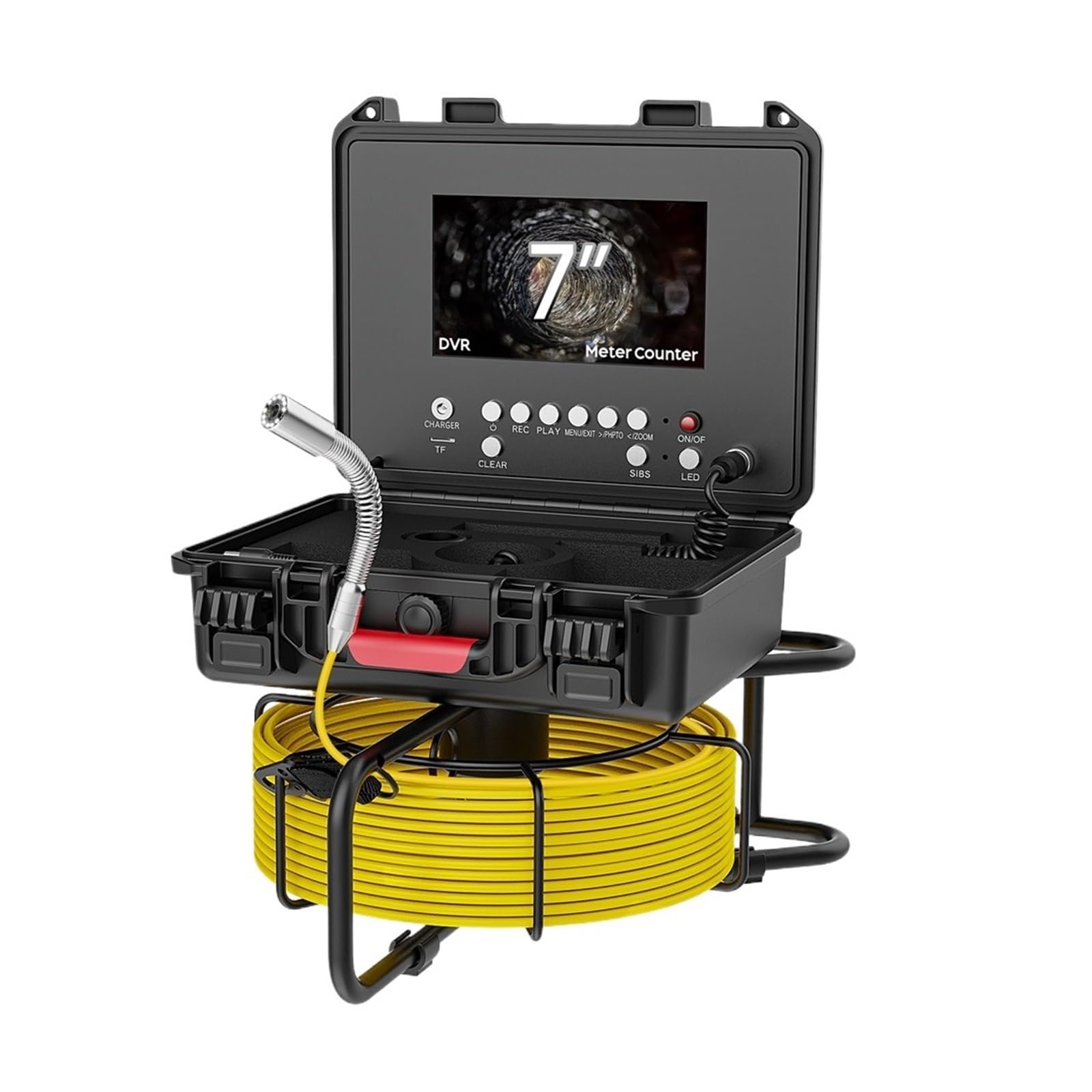 7'' DVR Kamera Inspekcyjna Do Rur Kanalizacyjnych Z Lokalizatorem 512HZ, Licznikiem Mierników, Samopoziomującym, Przemysłowym Endoskopem Wodoodporna, Odporna Na ZużYcie(20m,17MM)