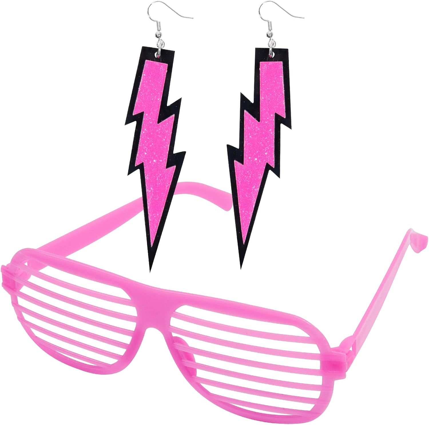 80s Fancy Dress Costumes Accessories Lace Headband Earrings Neon Bracelet Fishnet Gloves Necklace Glasses for 80's Retro Party Halloween - Image 6