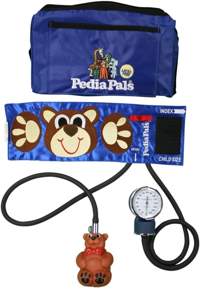 Pedia Pals Benjamin Bear Manual Blood Pressure Cuff – Kid-Friendly Manual Cuff with Bear Hug Design & Carrying Case, Easy-to-Use, Measures BP, Heart Rate & Breathing (Kid)