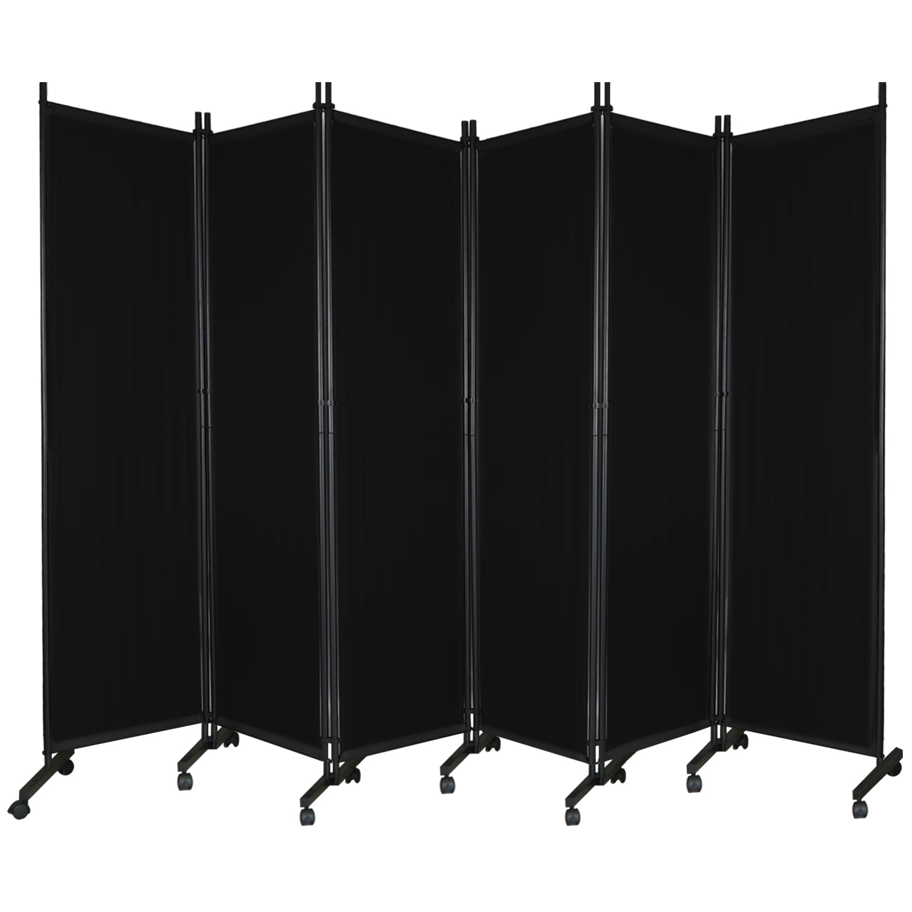 REDCAMP 6 Panel Folding Room Divider with Lockable Wheels, Movable Large Portable Room Partition Wall Dividers, Indoor Outdoor Tall Privacy Screen for Bedroom Office Hospital, 120"x68", Black