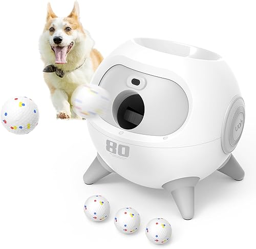 uahpet iRetriever - Lanzador de bolas para perros con 3 bolas, lanzador automático de bolas para perros para evitar obstáculos adecuado para perros