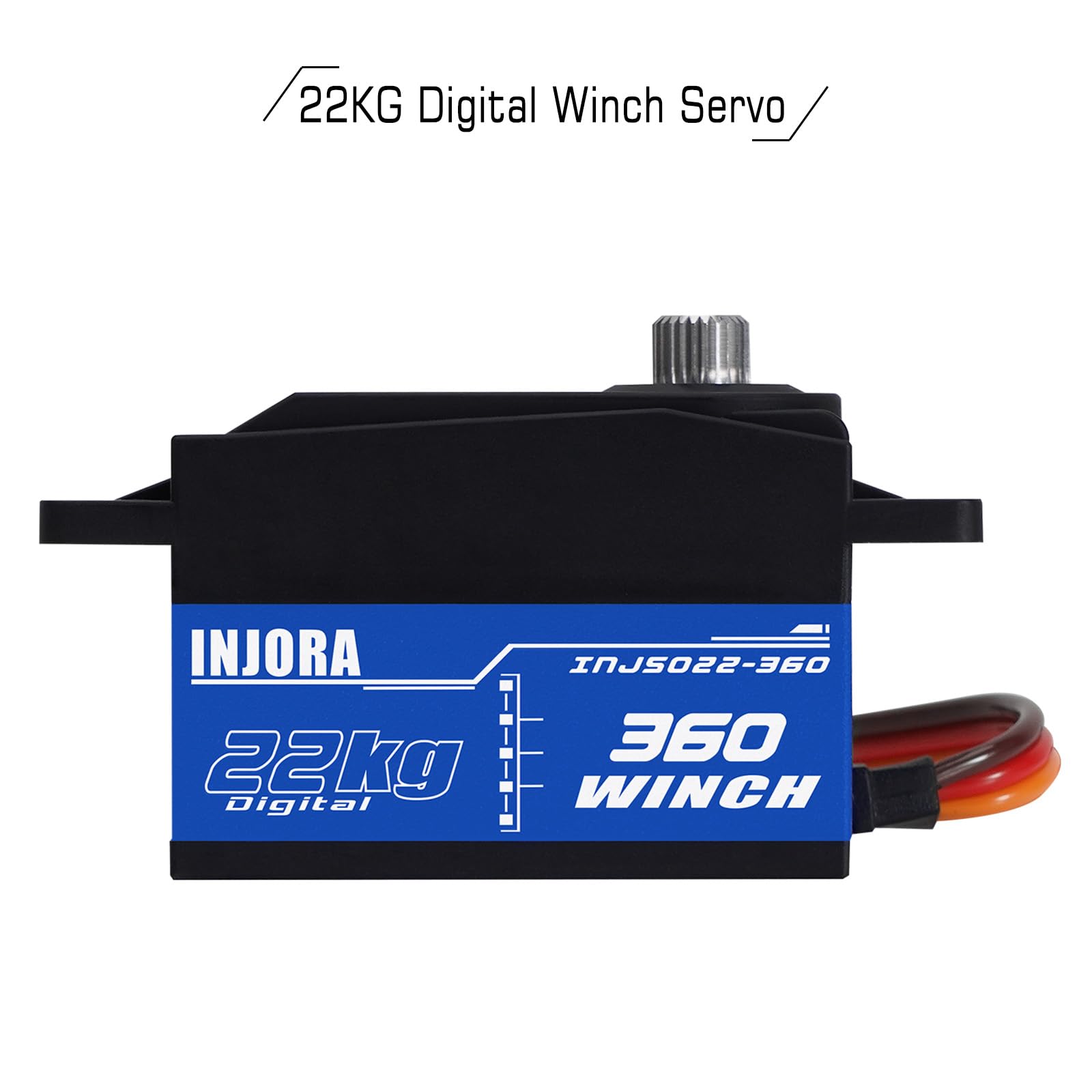 INJORA INJS022-360 22KG Servo Digitale a Rotazione 360° con Molla Cavo a Profilo Basso 25T per Modelli di Auto e Barca RC