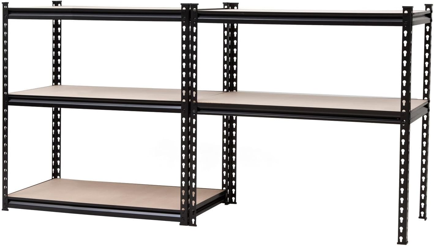HomeStock Tribal Treasures 5-Tier Black Steel Storage Tribal Treasures Boless Shelving Tier Height Adjustable 30" W X 12" D X 60" H, Floor Mountable