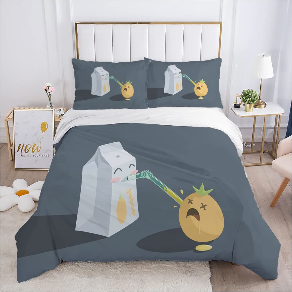 Fundas Nordicas Cama 105 Infantil Niños de Dibujos Animados Gris Juego de Ropa de Cama 200x200 cm Microfibra para Niños Adultos - 1 Funda de Edredón y 2 Funda de Almohada 50x75 cm