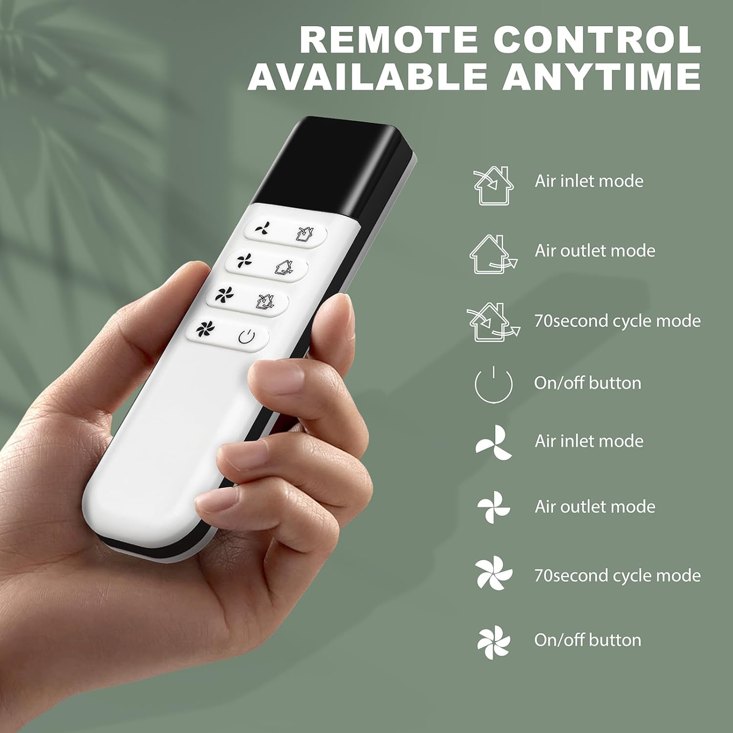 6in Reversible Ventilator Fan,10W EC Motor Wall Mount Exhaust Fan with Two-way Remote Control For Bathroom Room Kitchen Home, Garage, Tool Room