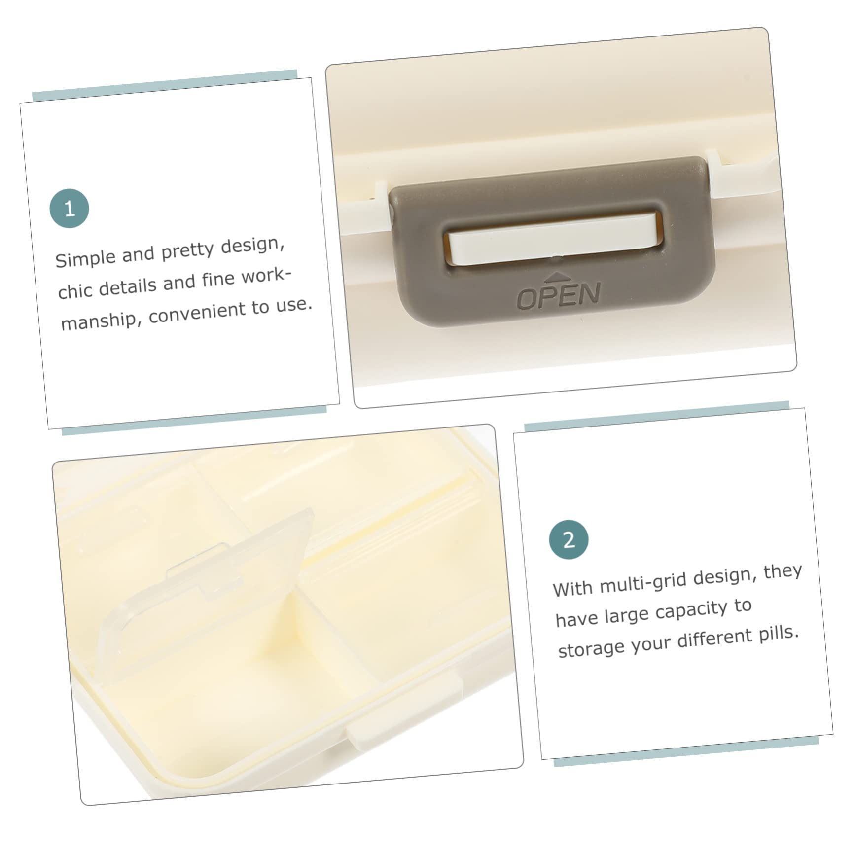 FOMIYES 5 Stück 7 Pillendose aufbewahrungsdose storage boxes medikamente boxen pillenbox Reise-Pillen-Organizer Tablettenspender Multi-Grid-Pillen-Organizer Reisepillenetui Plastik Weiß