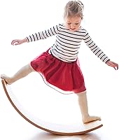 GentleMonster Wooden Wobble Balance Board - Montessori Rocker Toy for Kids Toddlers Adults, Natural Basswood Curvy Yoga Board 480lbs Capacity
