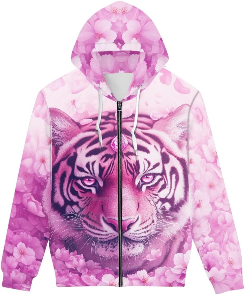 GLUDEAR Unisex Realistic 3D Digital Print Full Zip Hoodie Jackets Hooded Sweatshirt